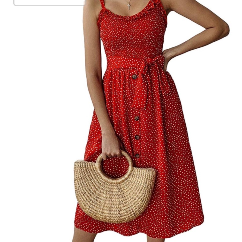 Women’s size Small Red Retro Polka-dot Midi Dress